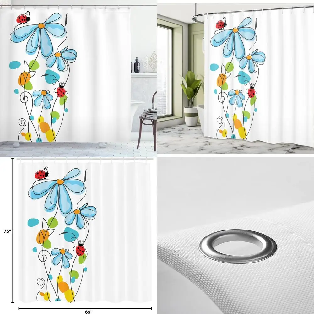 

занавеска для душа с цветочным куполом и божьей коровкой - вневременная сказка любви и удачи