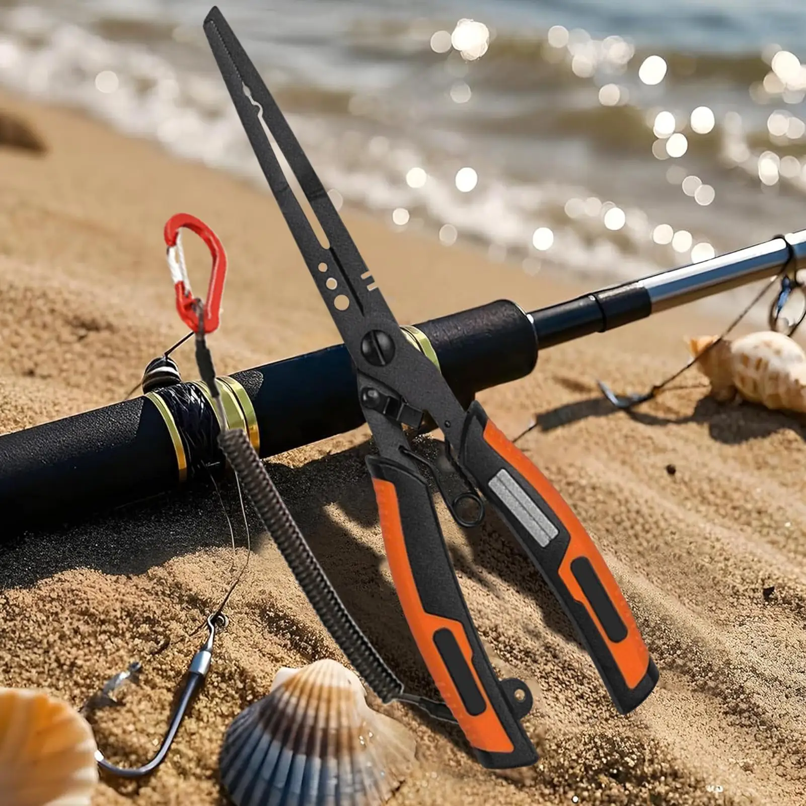 

Рыболовные плоскогубцы, кусачки, кольцевой разветвитель, рыболовные инструменты со шнурком, прочные и многофункциональные рыболовные ножницы, щипцы для рыбы