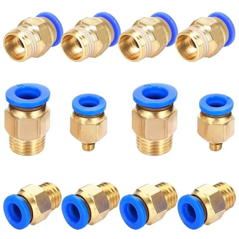 PC Air Pneumatic Fitting 4mm 6mm 8mm 10mm 12mm Quick Connector Male Thread Compressed 1/4 1/2 1/8 3/8 Hose Tube Connector