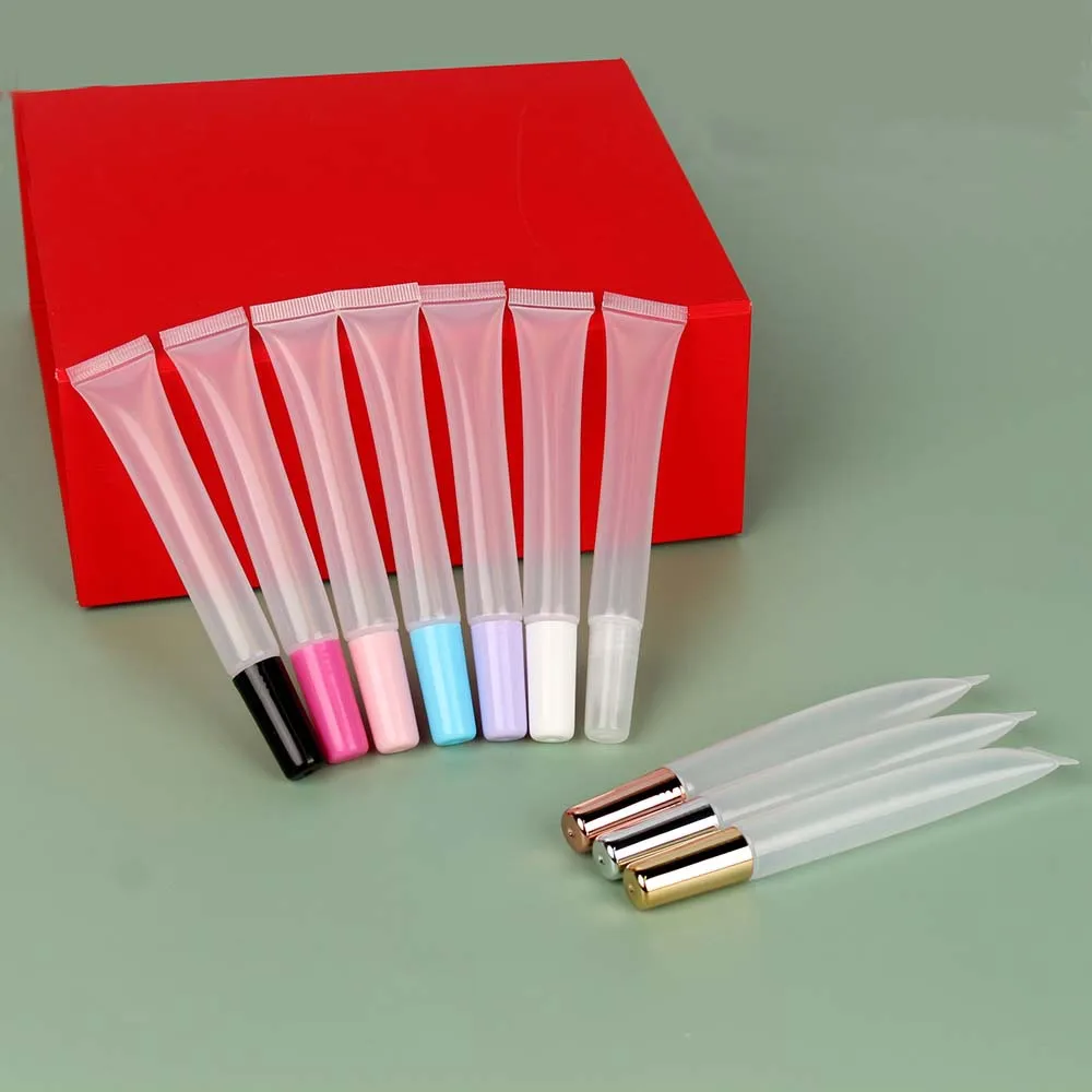 Can Print Logo 15ml 100 Pcs squeeze Lipstick Tubes Transparent Color Lipgloss Tube