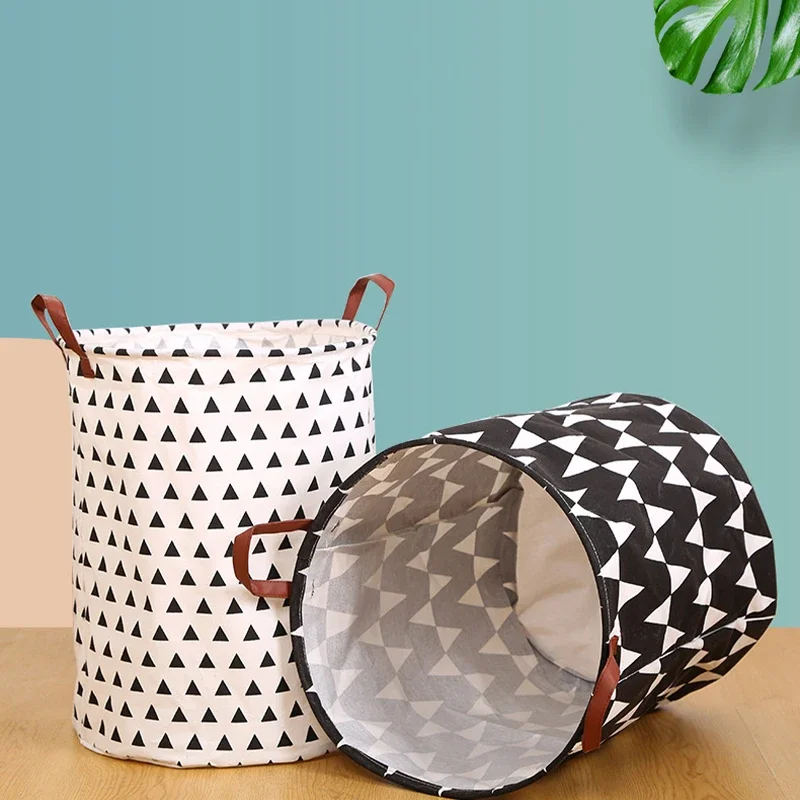 40 x 50cm Super Large Laundry Basket With Drawstring Round Dirty Clothes Toys Folding Bucket Anti-dust Big Storage Barrel Hamper