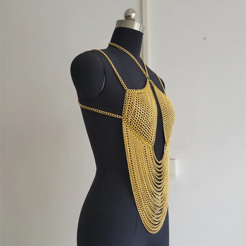 Großartiges 2026 Sommer Rückenfreies Nachtclub-Oberteil Sexy Körperkette Mehrschichtige Quasten-Accessoires Crop Tops Y2K Damen-Outfits – Detail 11