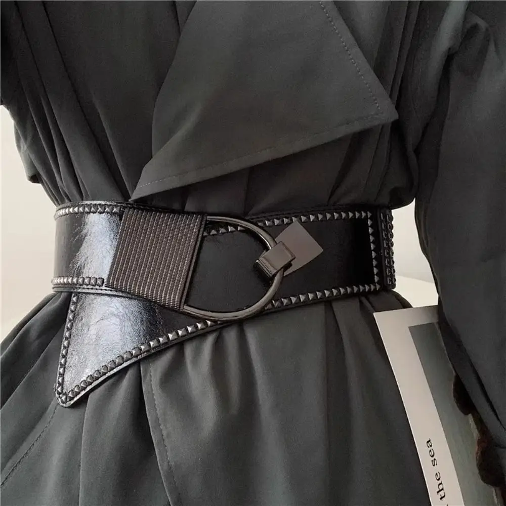 

Elegant Leather Elastic Cummerbunds Solid Color Elastic Corset Belt Slimming Waistband Wide Waist Corset Ladies