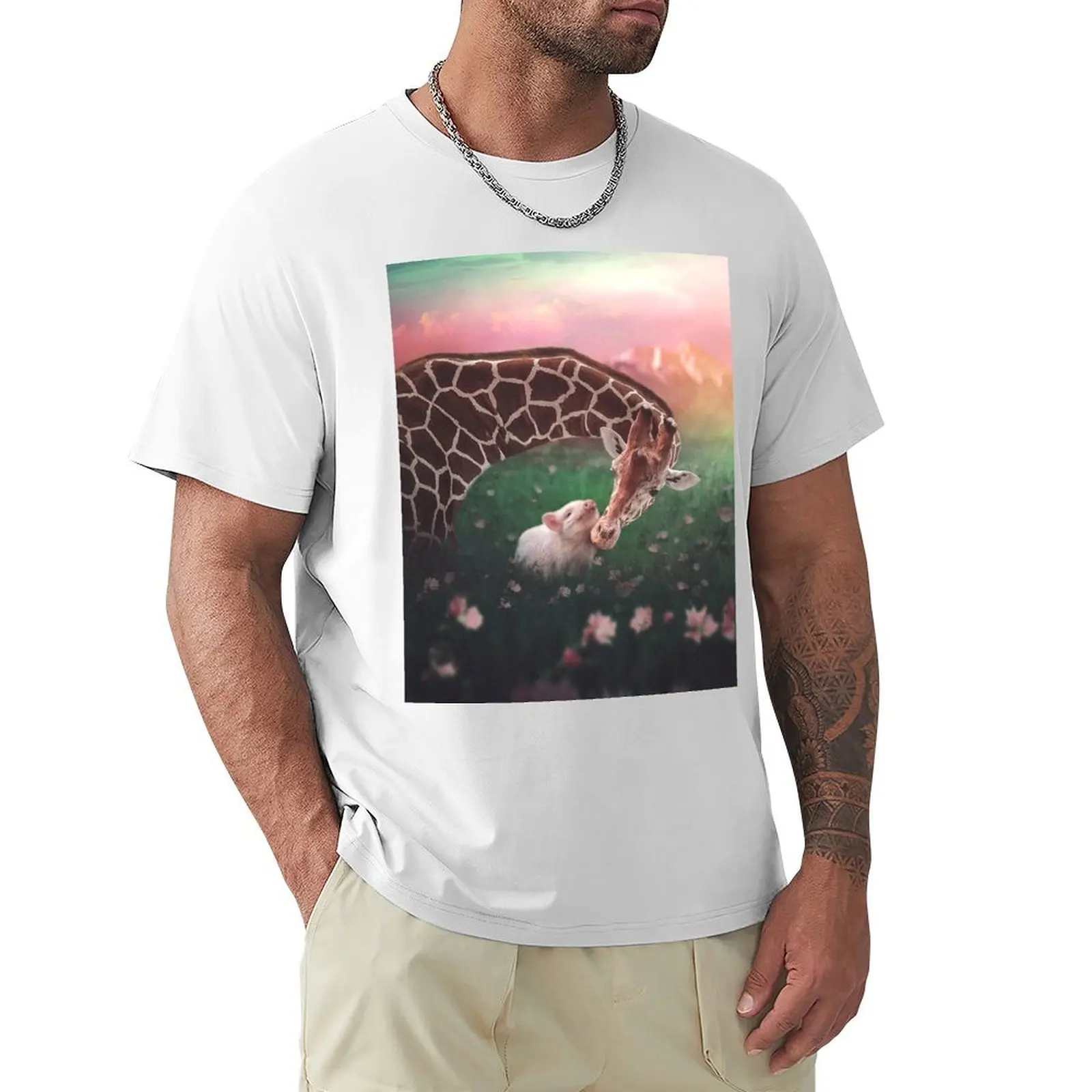 Giraffe & Piggy T-Shirt korean fashion plain Men's t shirts