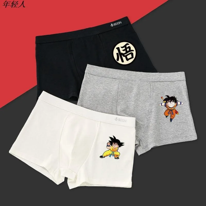 New Dragon Ball Pure Cotton Saiyan Joint Cartoon Mid-waist Teenager Boxer Briefs Trendy Personality Boys Antibacterial Pants