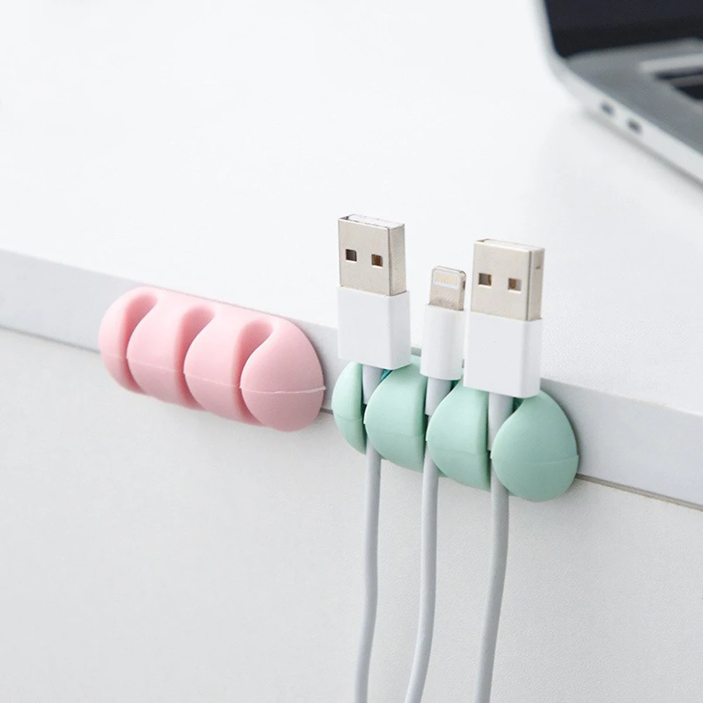 

6PCS Cable Holder Clips Wire Management Tool Silicone Cord Hooks Line Fixator Storage Organizer Desk Accessories