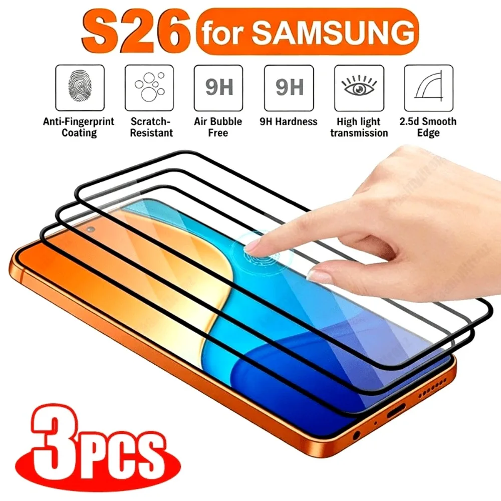 

Защитная пленка для экрана с полным покрытием, 3 шт., для Samsung Galaxy S26 S25 S24 Ultra S23 S22 S21 Plus S25 S24 FE, закаленное стекло с защитой от царапин