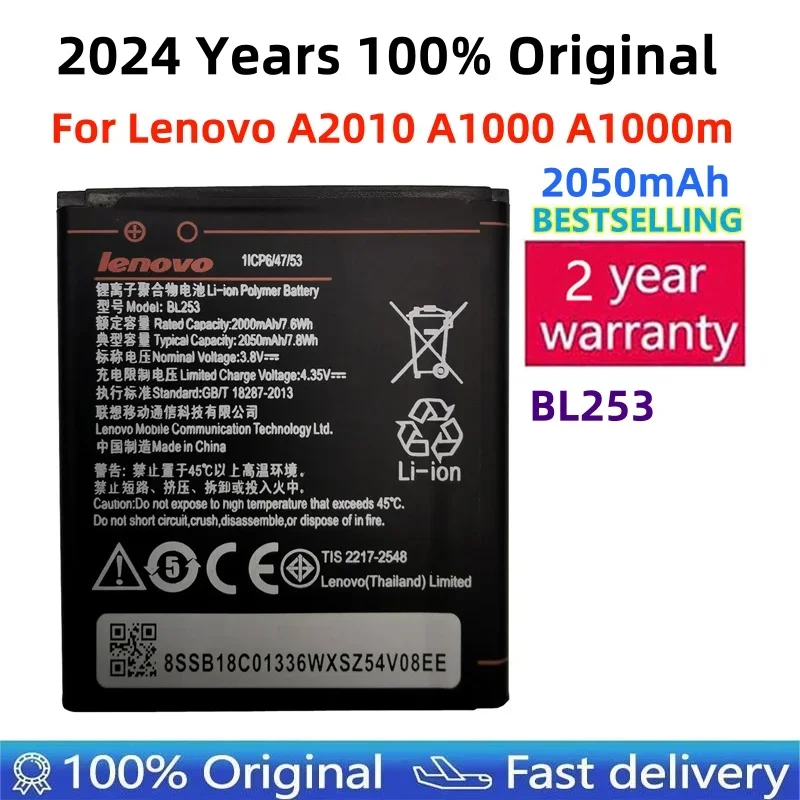 

100% Original 3.8V 2050mAh BL253 For Lenovo A2800D A3800D A3600D A2580 A2860 A2010 For Lenovo Vibe A 4.0" A1000 A1000m Battery