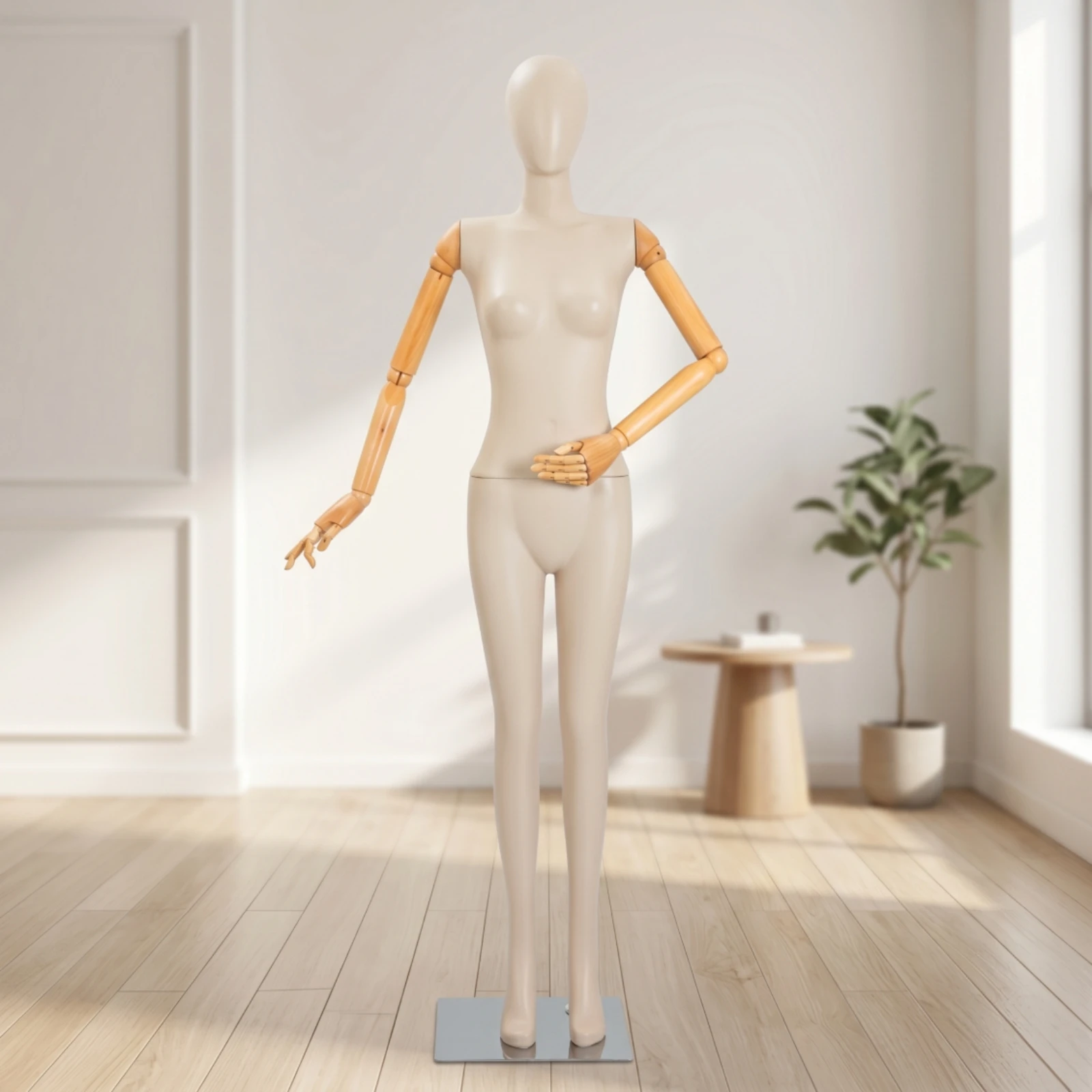Female Full Body Mannequin Skin Tone Full Body Mannequin with Square Base Realistic Long-Lasting for Boutiques, Retail Stores