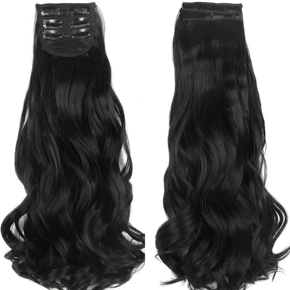 20 Inch Synthetic Hairpiece Clip In Hair Extensions 3 Pieces Set Invisible Curly Wave Hair For Everyday Use