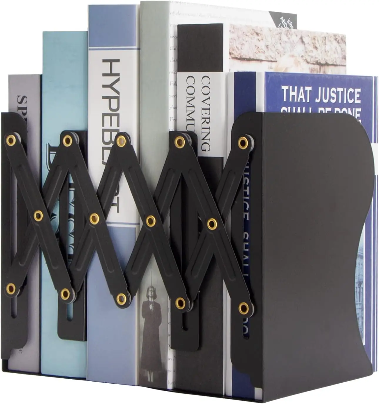 

Adjustable Book Ends, Heavy Duty Metal Bookends for Shelves, Desk Book Holder Organizer for Office Home School Use