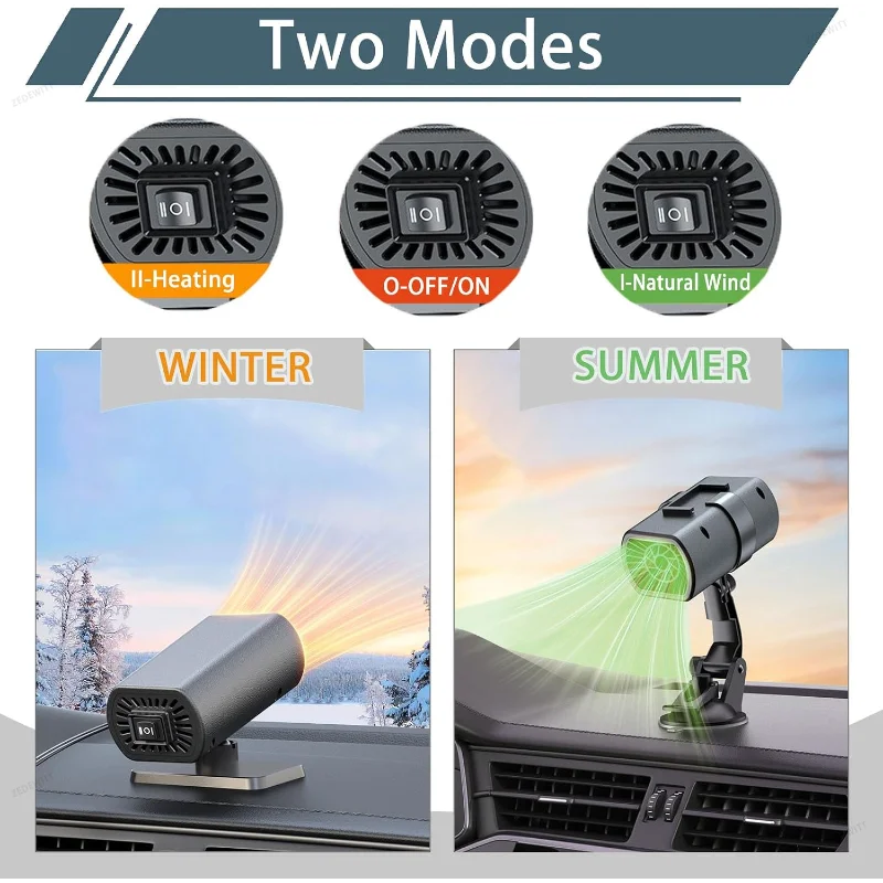 Multi-Function 12V Car Heater Fast Heating Windshield Defroster Anti-Fog Suction Cup Mount Winter Auto Interior Accessories