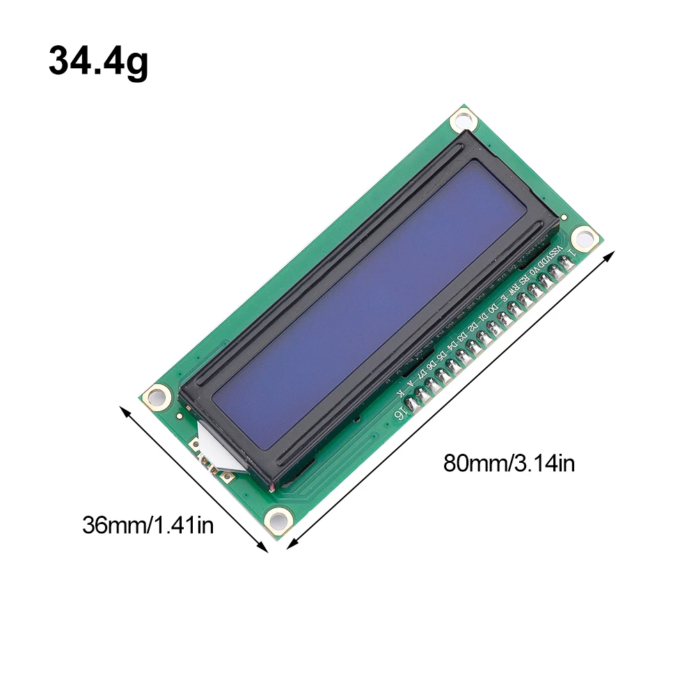 1602LCD Display Screen Yellow/Blue-with I2C Adapter Board Module Wide Body Chip Plug-in Potentiometer