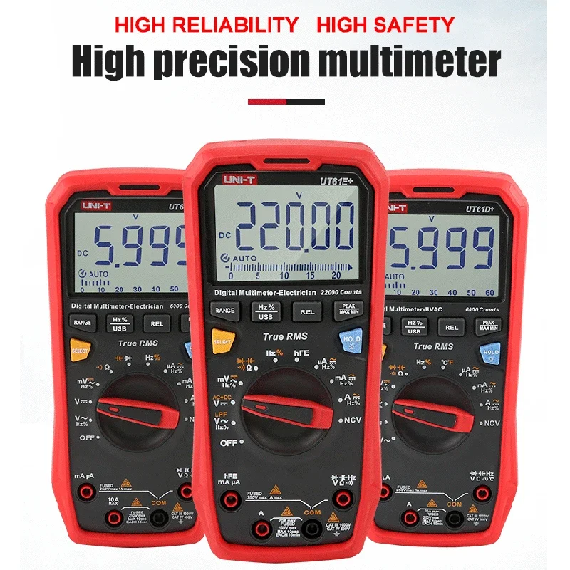 UNI T Smart Professional Digital Multimeter Tester UT61B+ UT61E+ UT61D+ Plus Unit True RMS Auto Range 6000 Counts DC AC 1000V