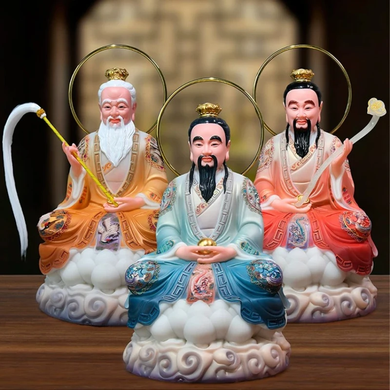 LTT white marble Sanqing patriarch statue painting Yuanshi Tianzun ornament home offering
