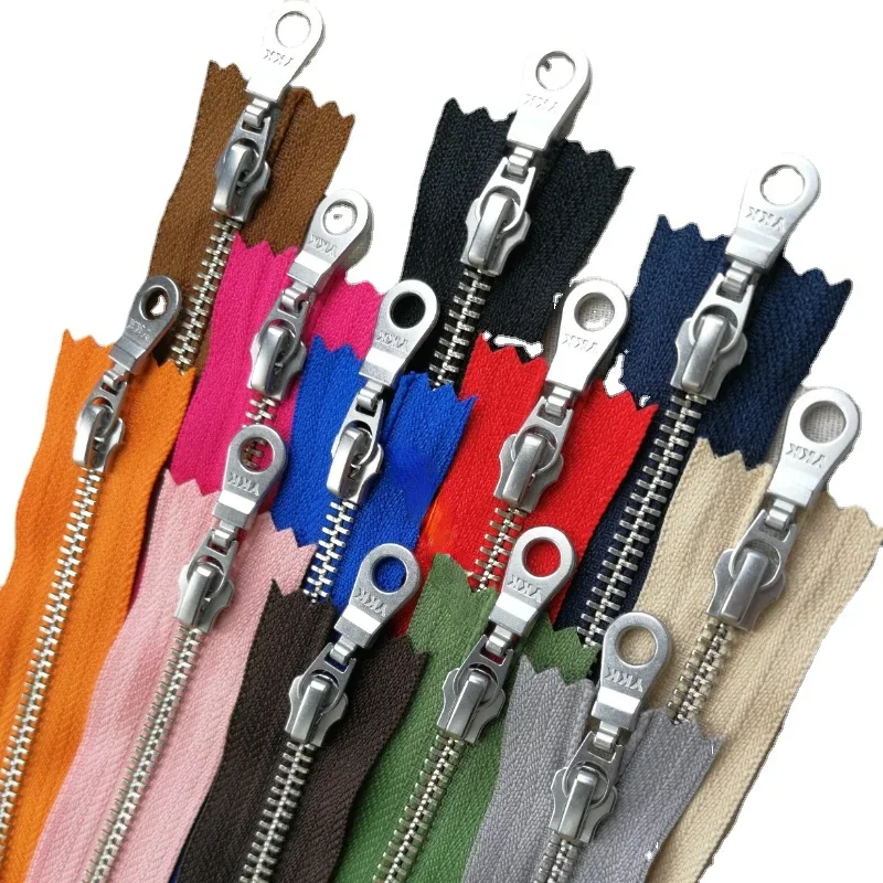 20pcs/Lot 5# 15-50cm YKK Metal Zipper Close End White Copper Coffee Black White Red Leather Handbag Clothing  Sewing Accessory