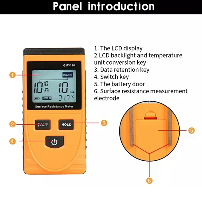 AS94-GM3110 High Precision Surface Resistance Tester Anti-Static Tester Digital Anti-Static Resistance Meter