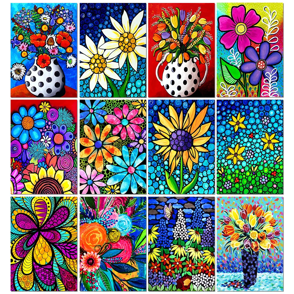 Flower 5D DIY Diamond Painting Set Art Cross Stitch Diamond Embroidery Round Diamond Mosaic Children DIY Home Decoration Gift