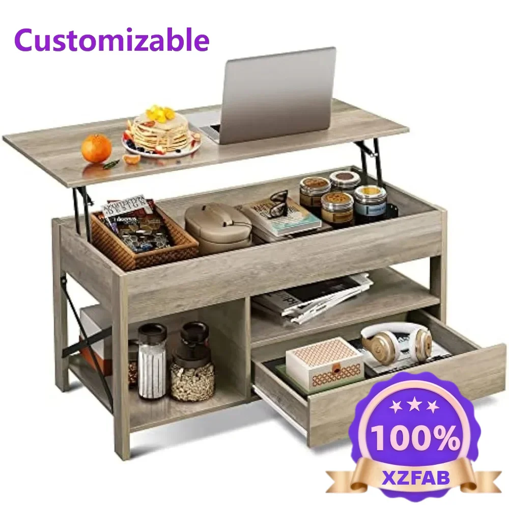 Factory Direct 2026 Lift Top Coffee Table for Living Room,Coffee Table with Storage,Hidden Compartment and Metal Frame, Central