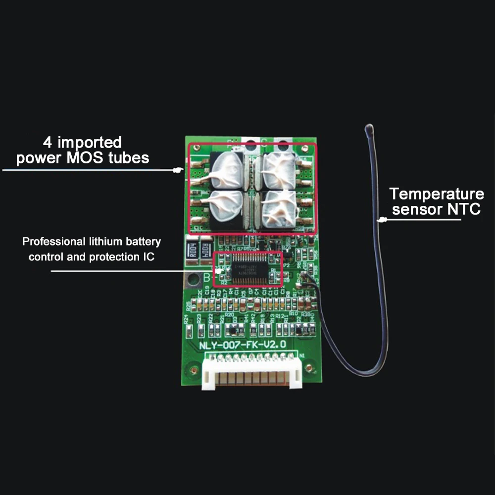 10S 30A 18650  Lithium Battery Charging Protection Board Same Port Equalization Battery Management System Temperature Control