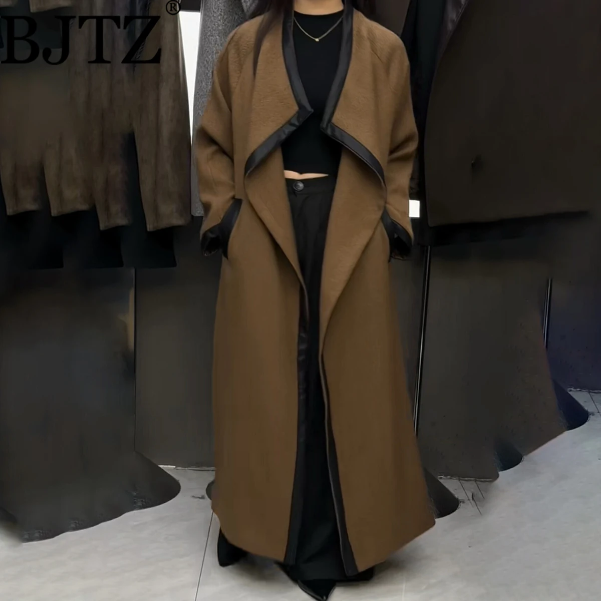 

BJTZ 2025 Winter New Color-Contrast Thick Coat With Belt - A Designated Jacket With Fashionable And Elegant Touch