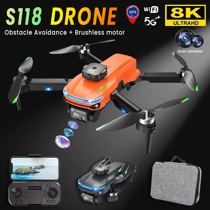 For Xiaomi S118 Drone Professional 8K ESC Drone With Dual Camera Brushless Motor Obstacle Avoidance Foldable RC Quadcopter Toys 