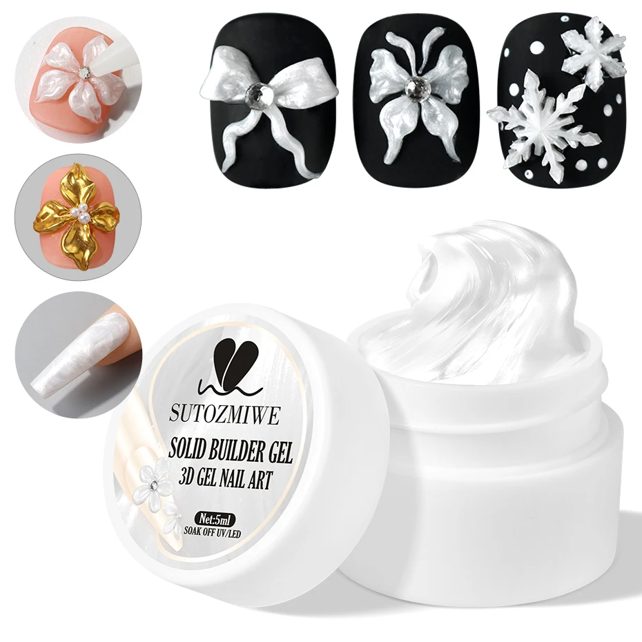 5 ml Chrom Weiß 3D Solid Gel Nagellack Antihaft-Handverlängerungsgel UV Builder Nagelverlängerungen Gel Blumenform Nagelgel – Detail 6