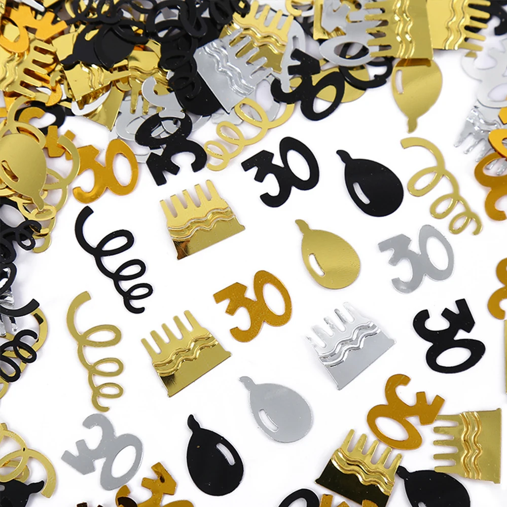 15 g/Beutel Zahlen-Konfetti-Dekorationen, 18/30/40/50/60, alles Gute zum Geburtstag, Party, Jahrestag, Tischplatte, Streuungsatmosphäre, Zubehör – Detail 5