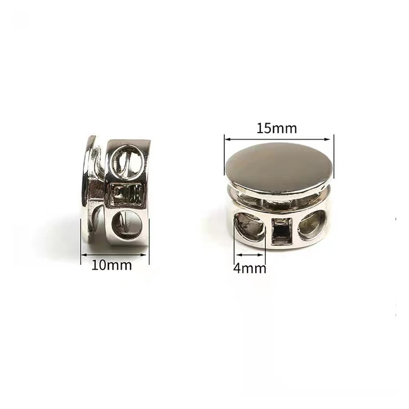 10pcs 15mm Metal Double Hole Stopper Buckles Spring Elastic Adjustment Cord Lock DIY Hat Cord End Decor Button Sewing Accessory