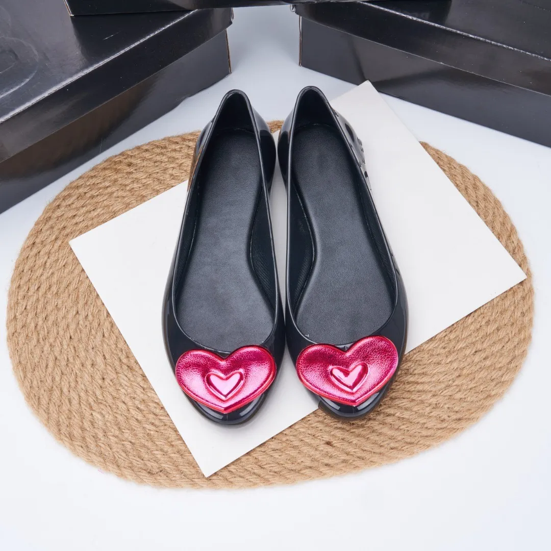 Onsale ماركة ميلي النساء أحذية جيلي واحدة السيدات شقة القلب نمط مصمم لينة PVC ساندل الفتاة موضة لباس غير رسمي SM138 #4