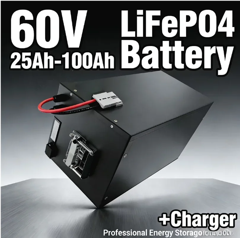 60V LiFePO4 Battery Pack – 30Ah to 100Ah | Bluetooth APP Track | 30A/50A/100A Discharge | Perfect for RV, E-Bike, Solar Storage