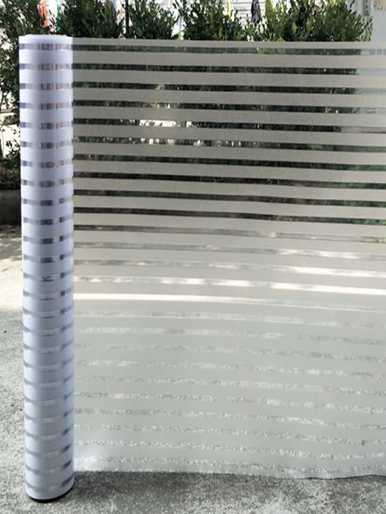 Electrostatic Glue-Free Glass Film, Stripe semitransparent Pattern, Office Bathroom Window, Balcony Doors and Windows, 90cm