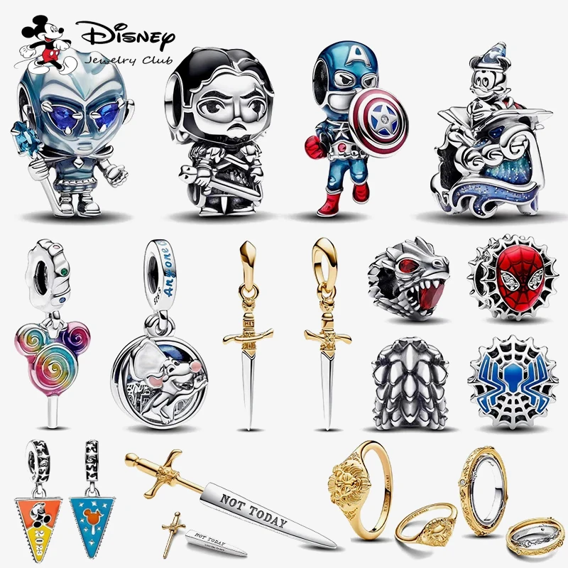 2024 New Shield Mickey Lollipops Charm Beads Fit Pandora Bracelet Women 925 Silver Disney Game of Thrones Pendant Bead Jewelry