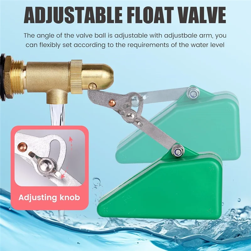 LLCS-1/2Inch For Water Tank,Float Valve, Brass Float Ball Valve With Adjustable Arm, Automatic For Auto Water Level Control