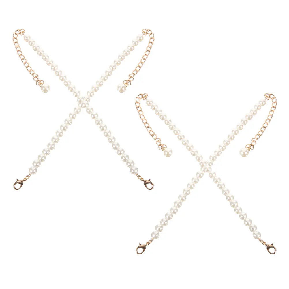 

Pearl Chain High Heels Antislip Strap French Buckle Pearl Chains Anti Loose Replacement Heel Shoelace