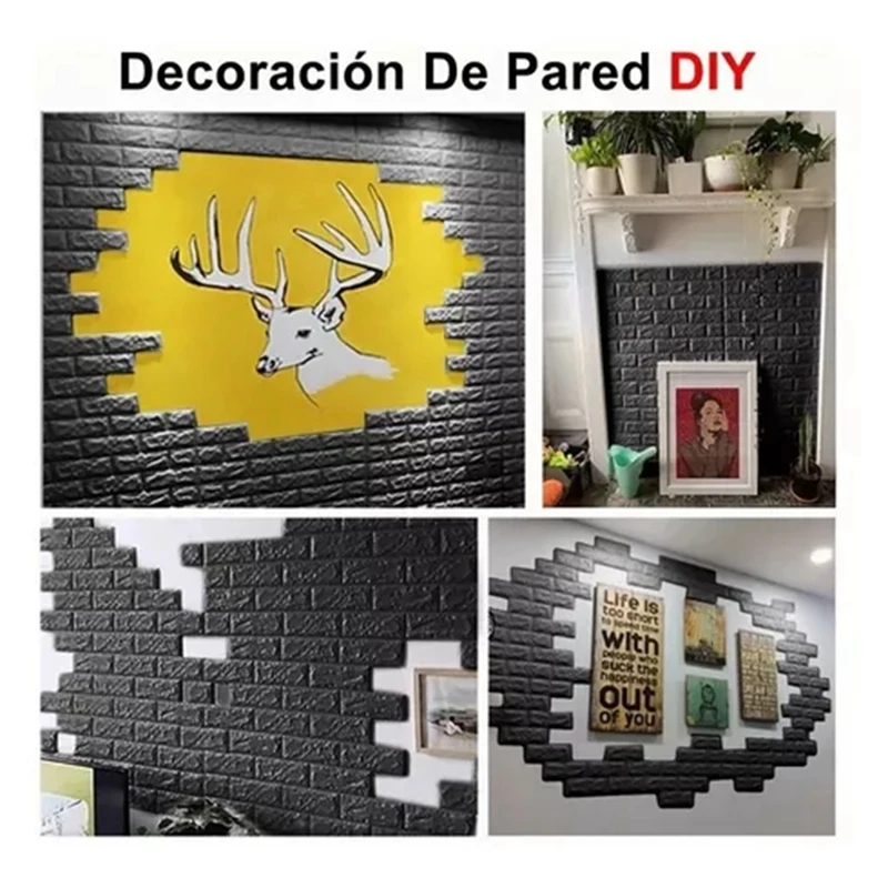 10 Pack 3D Brick Wall Panels Self Adhesive PE Foam Wall Sticker Self-Adhesive Wallpaper Decoration