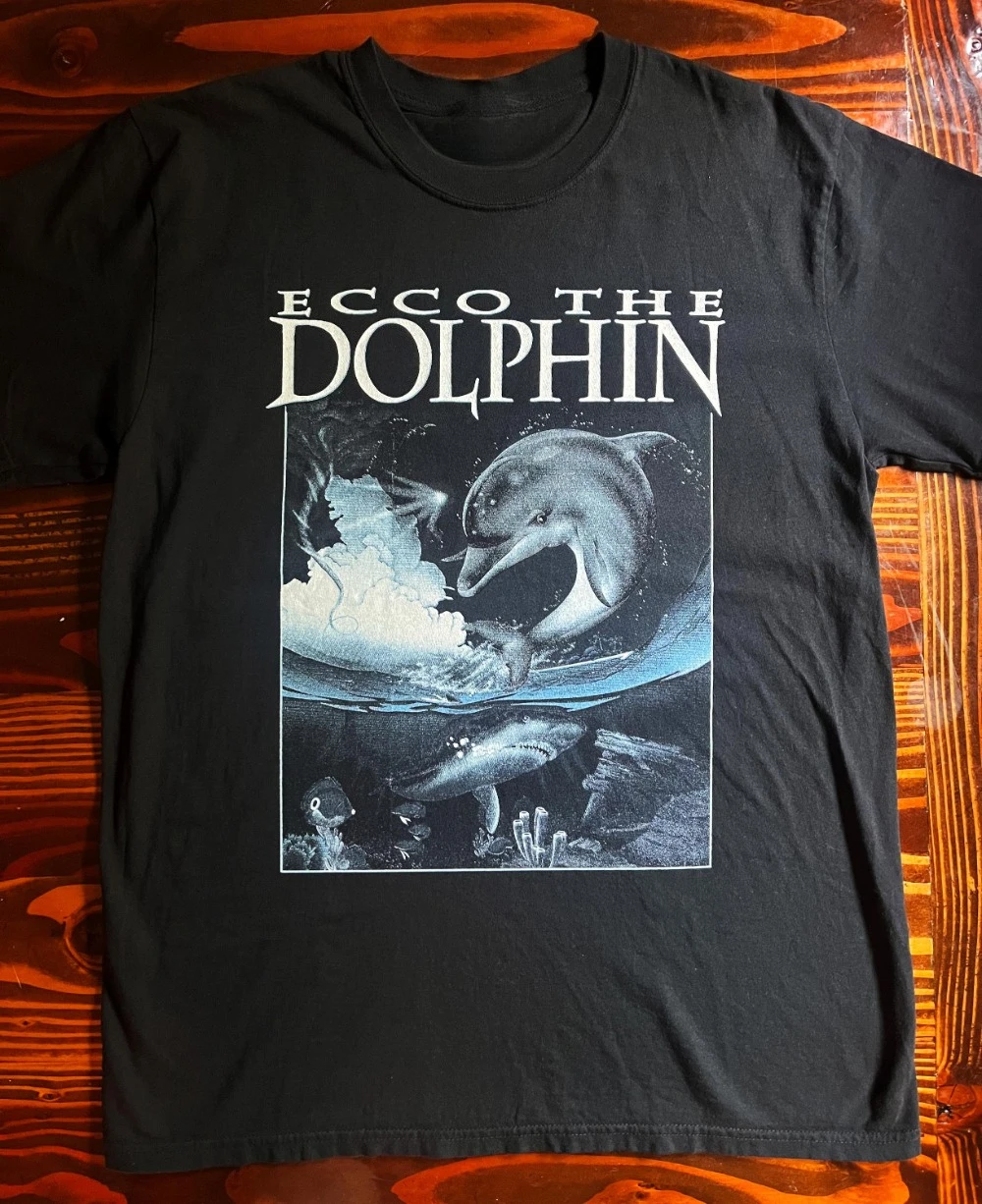 Camiseta Ecco The Dolphin, ropa con estampado gráfico, camiseta de manga corta para hombres y mujeres, camiseta para todas las estaciones, camiseta negra para hombres