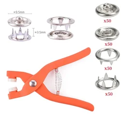 50sets 9.5mm Metal Snap Button Kit With Fastener Pliers Press Tool for Clothing Sewing Buttons Installation Tool Sewing Accessry