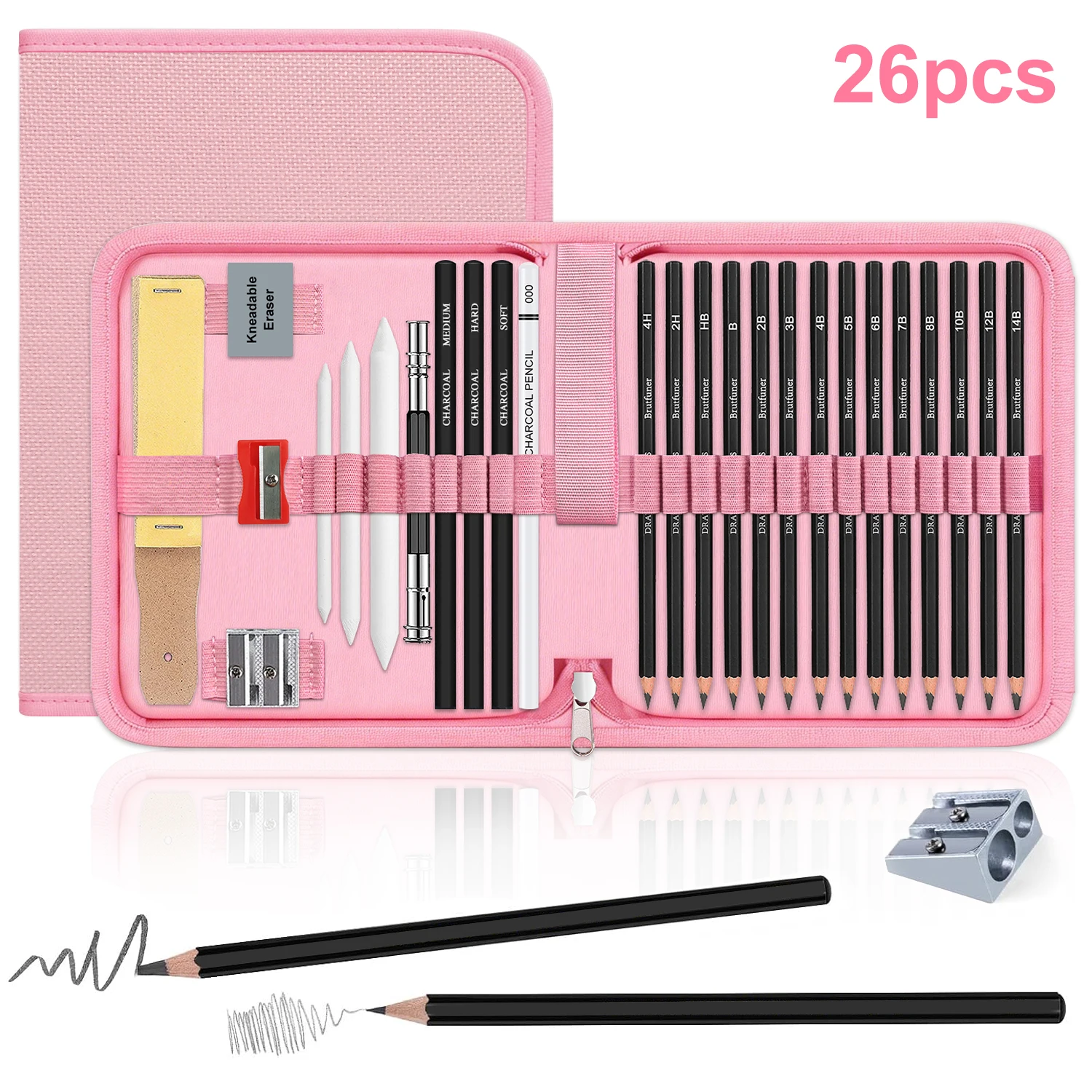 

Набор карандашей для рисования и скетчинга, 26 шт., профессиональный набор графитовых и угольных карандашей, для взрослых художников.