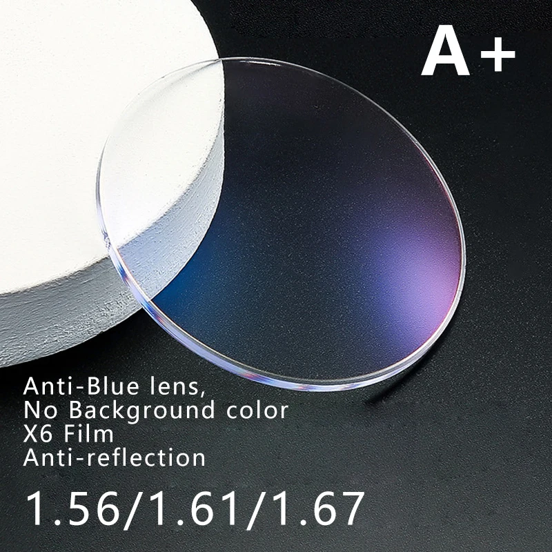 HD Anti Blue Light Blocking Lens Anti Reflection1.56 1.61 1.67 Myopia Astigmatism Hyperopia Optical Prescription Lens Man Woman