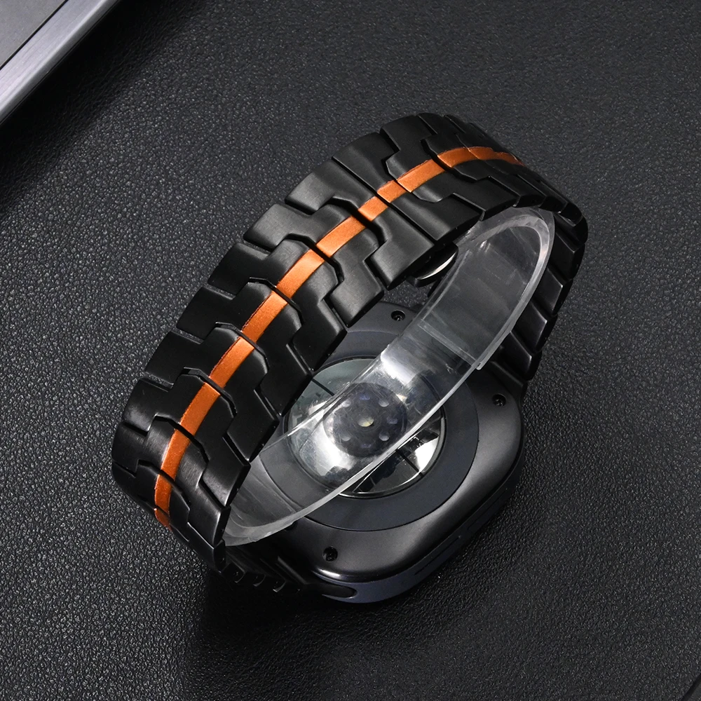 Męski metalowy pasek do Samsung Galaxy Ultra 7 47mm BEZ szczelinowa opaska ze stali nierdzewnej do Samsung Galaxy Ultra 47mm czarno-złota opaska do zegarka