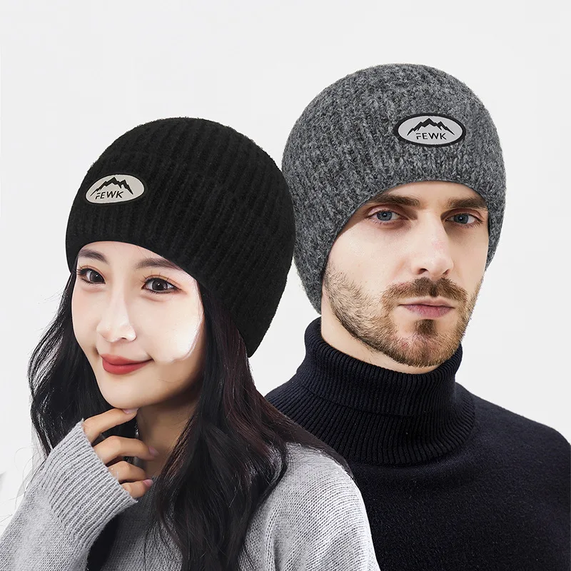 Winter New American Style Atmosphere Warm Knitted Hat FEWK Mountain Logo Wool Fashion Knitted Head Hat