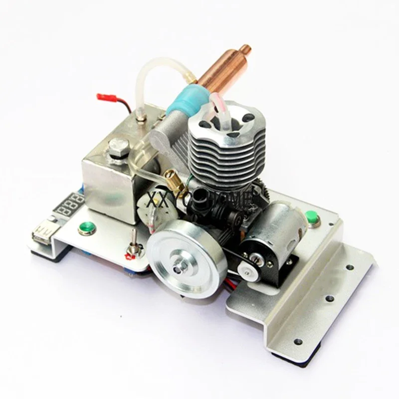 Engine Modified Gasoline Generator with Fuel Tank Oil Pipe 12v Generator Spark Plug Gasoline Engine Model Toy