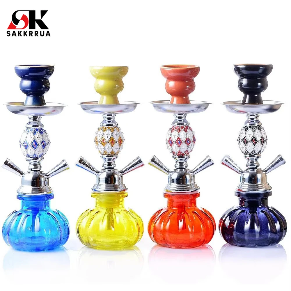

Sakkrrua Arabic Hookah, Double Tube Glass Hookah, Hookah Shisha Accessories