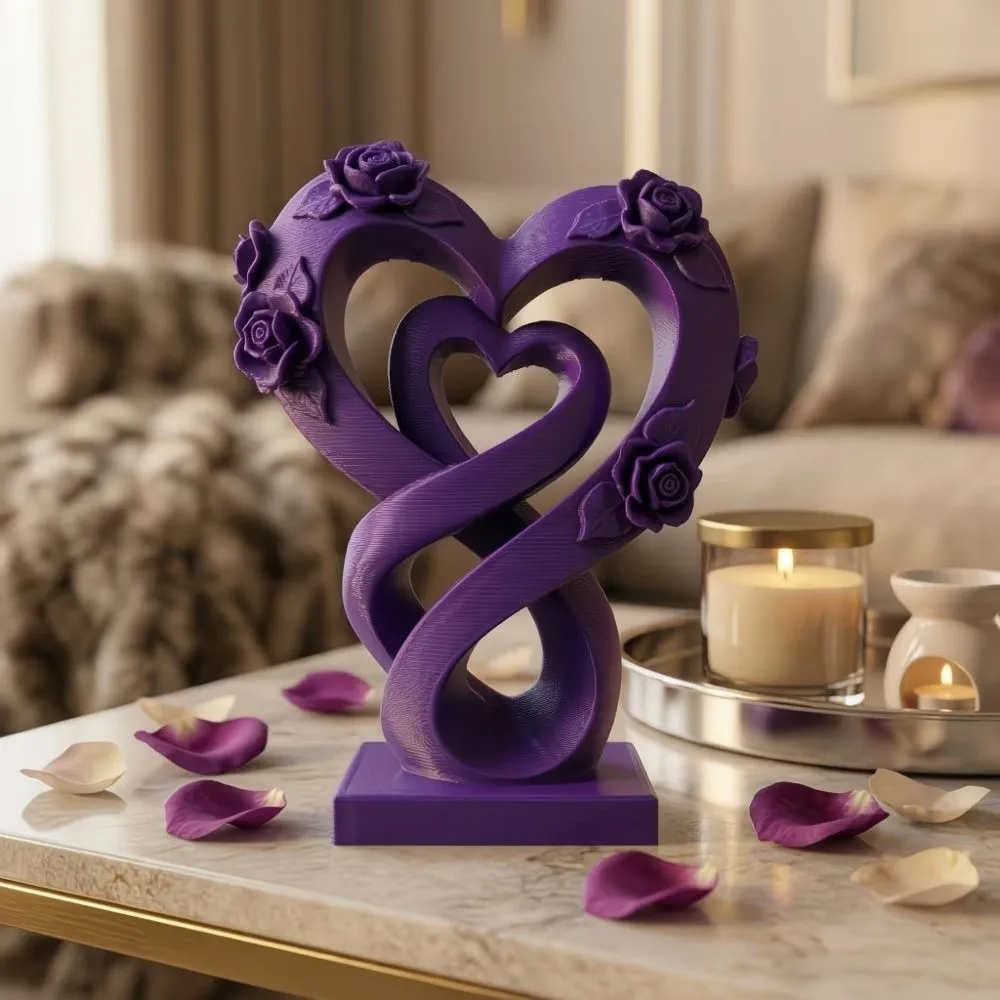 Express Love Romantic Heart Rose Ornament Decorative Plastic Love Ornament Modern Heart Statue Ornament Office