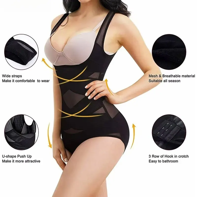 

Full Body Shaper Women Waist Trainer Slimming Enhanced Tummy Control Underwear Mesh Thongs Bodysuit Shapewear