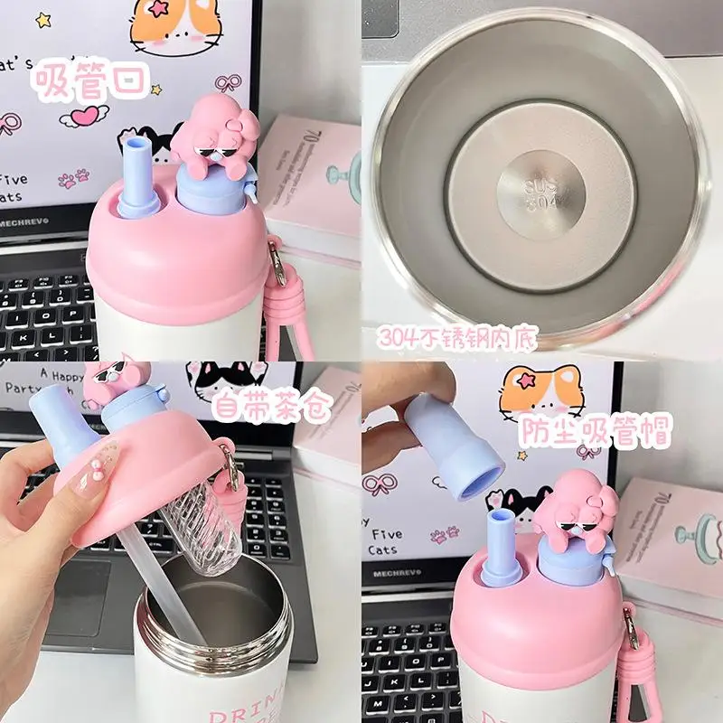 New Sanrio Hello Kitty Cartoon Cute 304 Stainless Steel Insulated Cup for Students and Children's School Portable Cup