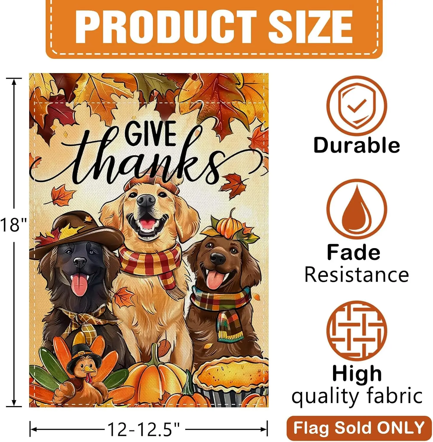 Thanksgiving Golden Retriever Dogs Decorative Garden Flag