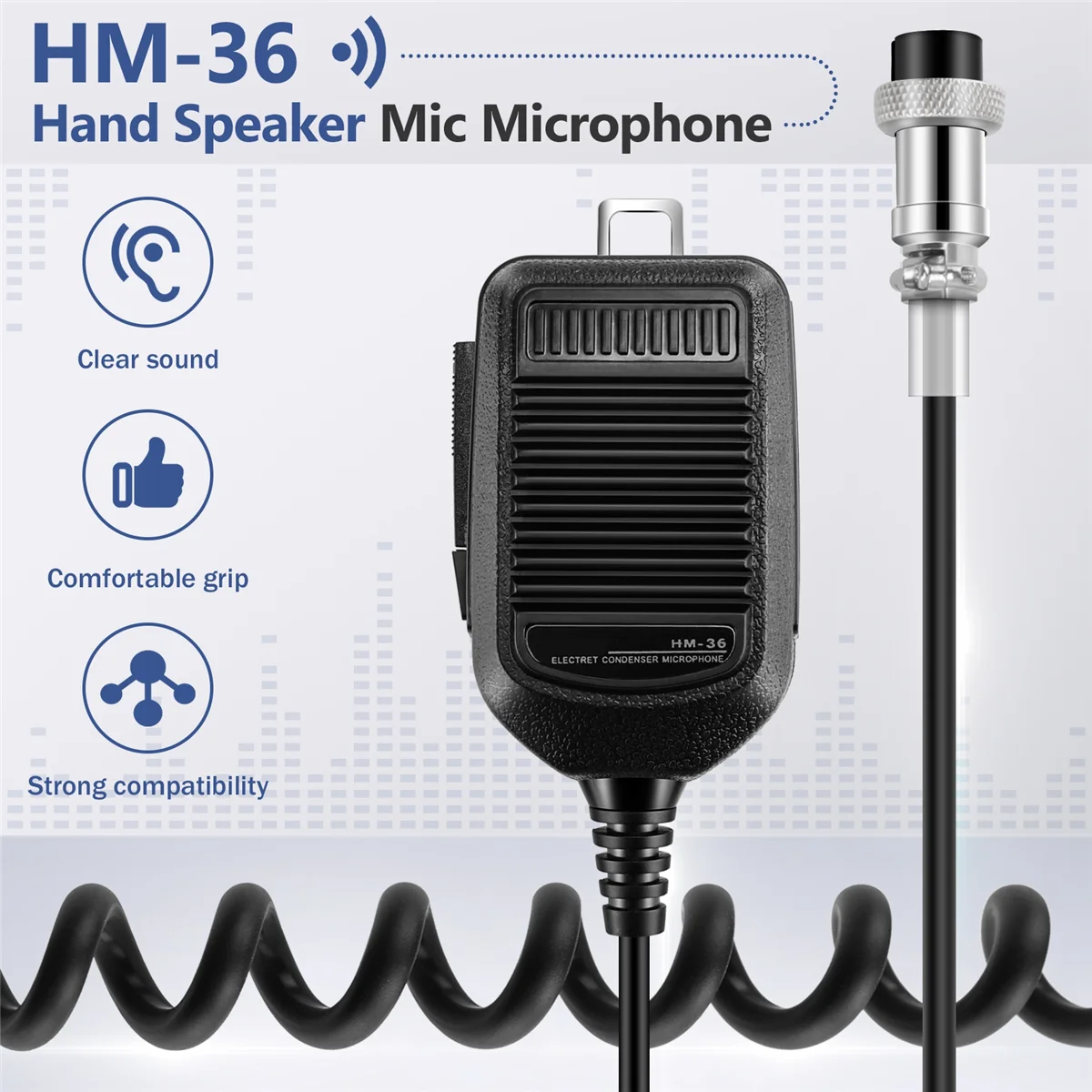 ไมโครโฟนไมโครโฟนมีลำโพงด้วยมือ HM-36สำหรับวิทยุ IC-718 IC-78 IC-765 IC-761 IC-7200 IC-7600