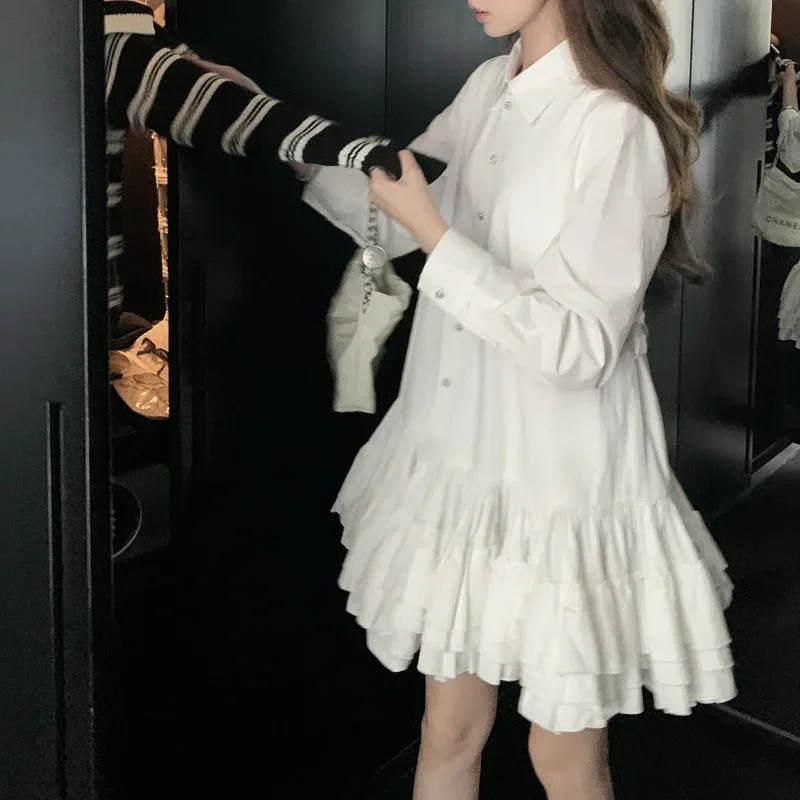 2024 Neuer Stil Elisa Weißes, strapazierfähiges Maxikleid, Minikleid, Design, Sensibilität, französischer Stil, weißer, bauschiger Petticoat